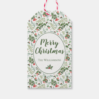 Holly & Berries Frohe Weihnachten Flaschenwein  Geschenkanhänger