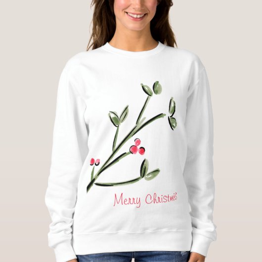 Holly & Berries Frohe Weihnachten Sweatshirt (Vorderseite)