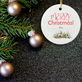 Holly Berries Frohe Weihnachtswasserfarbe Keramik Ornament