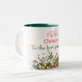 Holly Berries Frohe Weihnachtswasserfarbe Zweifarbige Tasse (Vorderseite Links)