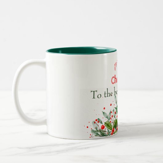 Holly Berries Frohe Weihnachtswasserfarbe Zweifarbige Tasse (Links)