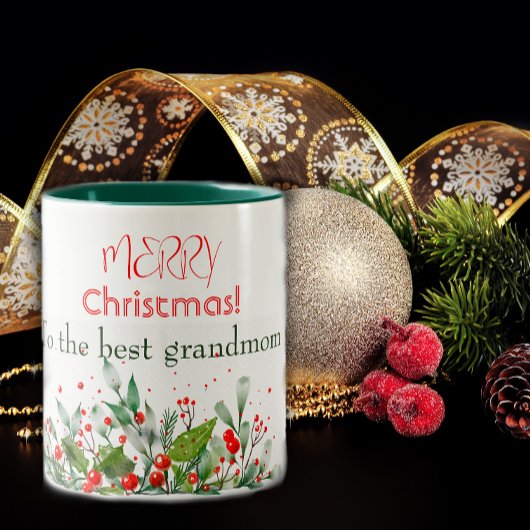 Holly Berries Frohe Weihnachtswasserfarbe Zweifarbige Tasse