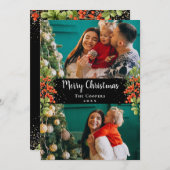 Holly Berries Gold Glitzer Frohe Weihnachten 2 Fot (Vorne/Hinten)