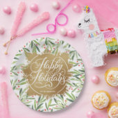 Holly Berries Gold Imitate Foil Holiday Paper Plat Pappteller (Party)