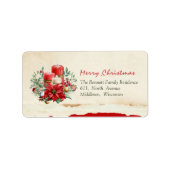 Holly Berries Green Red Poinsettia Rücksendeadress Adressaufkleber (Vorne)