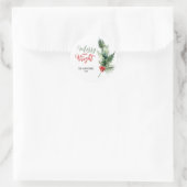 Holly Berries Greenery Merry & Bright Christmas Runder Aufkleber (Tasche)
