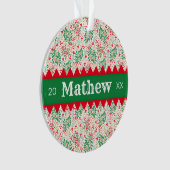 Holly Berries & Greenery Personalisiert Ornament (Vorderseite)