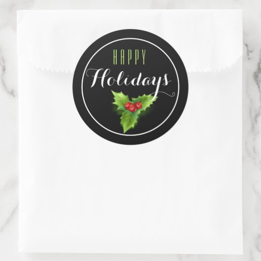 Holly & Berries Happy Holiday Sticker (Tasche)