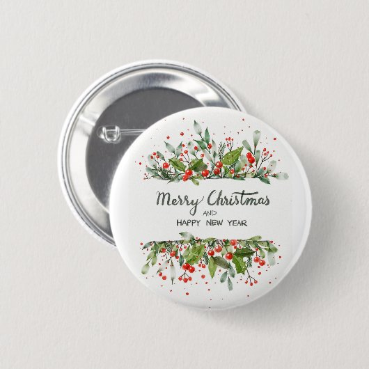 Holly Berries Holiday Button Button (Vorne & Hinten)