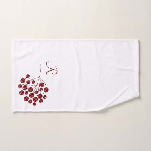 Holly Berries in Rot und Schwarz Buffalo Kariert Badhandtuch Set (Handtuch)
