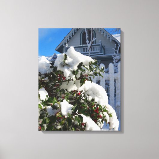 Holly Berries in Snow - Martha's Vineyard Leinwanddruck (Vorderseite)