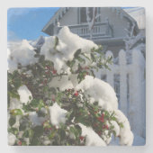 Holly Berries in Snow - Martha's Vineyard Steinuntersetzer (Vorderseite)