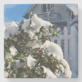 Holly Berries in Snow - Martha's Vineyard Steinuntersetzer