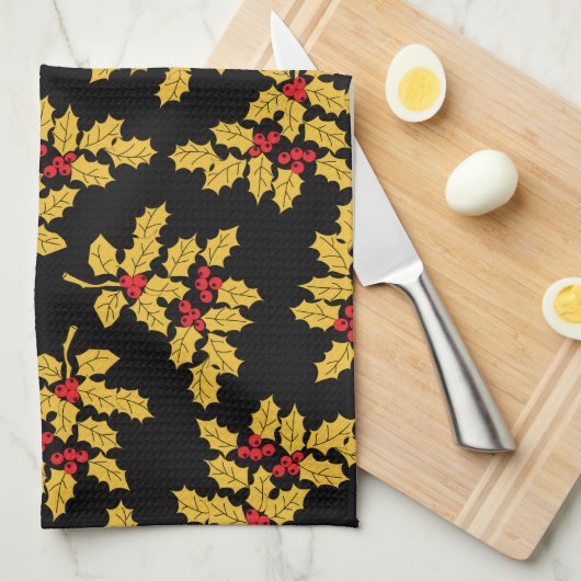 Holly Berries Küchentuch (Viertel Falte)