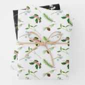 Holly Berries Mistletoe Ferns Christmas Pattern Geschenkpapier Set (Beispiel)
