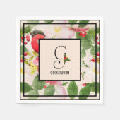 Holly Berries Monogram Letter G Family Name Paper Serviette (Vorderseite)