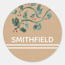 Holly Berries Name hinzufügen Kundenspezifische Au Runder Aufkleber