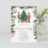 Holly Berries Nutcrackers Company Weihnachten Einladung (Stehend Vorderseite)