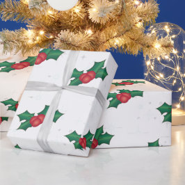 Holly Berries on WHITE Geschenkpapier