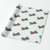 Holly Berries on WHITE Geschenkpapier (Ungerollt)
