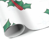 Holly Berries on WHITE Geschenkpapier (Rolleneckpunkt)