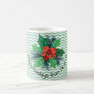 Holly Berries on Zickzack Customizable Kaffeetasse