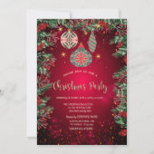 Holly Berries Ornaments Red Company Weihnachten Einladung (Vorderseite)