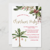 Holly Berries Palm Tree Company Weihnachts-Party Einladung (Vorderseite)
