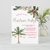 Holly Berries Palm Tree Company Weihnachts-Party Einladung (Stehend Vorderseite)