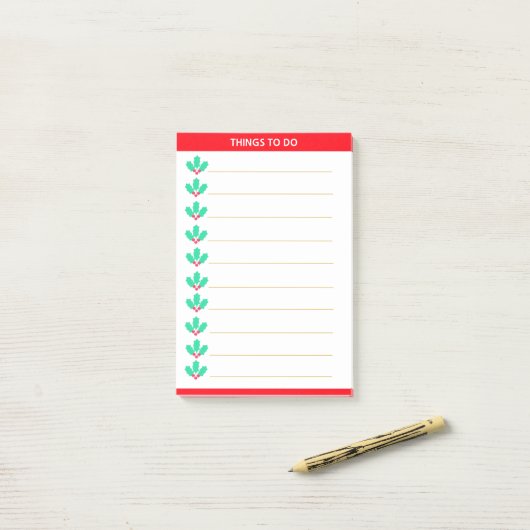 Holly Berries Personalisierte Dinge zu tun Post-it Klebezettel (Auf Schreibtisch)