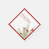 Holly Berries Pine Christmas Wasserfarbe Custom Serviette (Ecke)