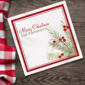 Holly Berries Pine Christmas Wasserfarbe Custom Serviette