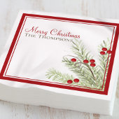 Holly Berries Pine Christmas Wasserfarbe Custom Serviette