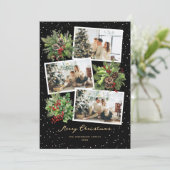 Holly Berries Pine Cones Black Foto Weihnachten (Stehend Vorderseite)