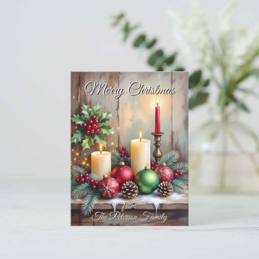 Holly Berries Pine Cones Rustikale Weihnachten (Stehend Vorderseite)