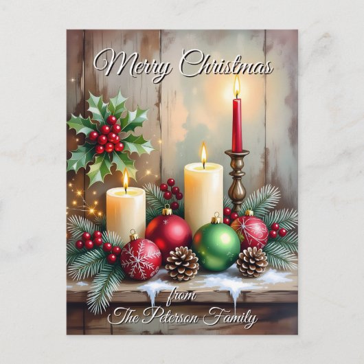 Holly Berries Pine Cones Rustikale Weihnachten (Vorderseite)