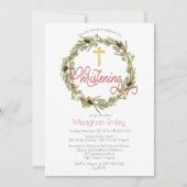 Holly | Berries Pine Wreath Weihnachtsfeiern Einladung (Vorderseite)