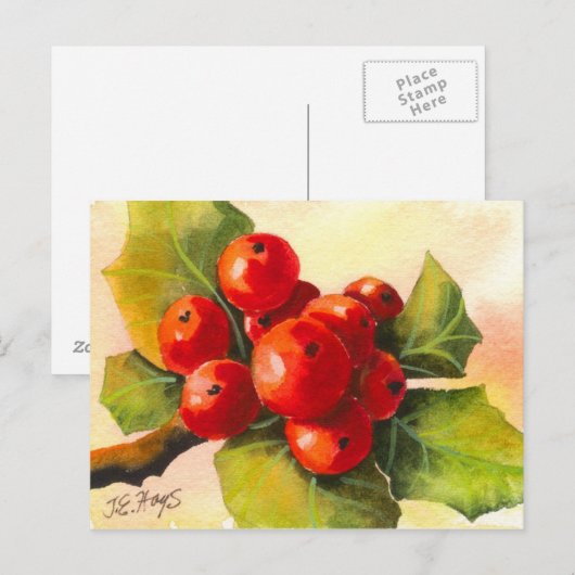 Holly Berries Postkarte (Vorne/Hinten)