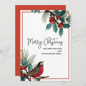 Holly Berries Red Bird Frohe Weihnachten (Vorne/Hinten)