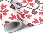 Holly Berries Red Blume Kreuzstich Design Geschenkpapier (Rolleneckpunkt)