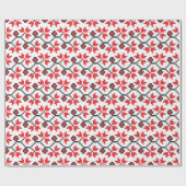 Holly Berries Red Blume Kreuzstich Design Geschenkpapier (Flach)