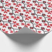 Holly Berries Red Blume Kreuzstich Design Geschenkpapier (Ecke)