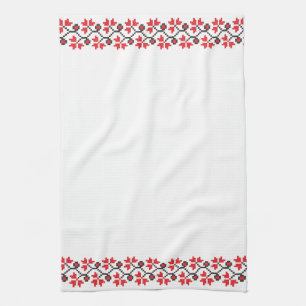Holly Berries Red Blume Kreuzstich Design Küchentuch