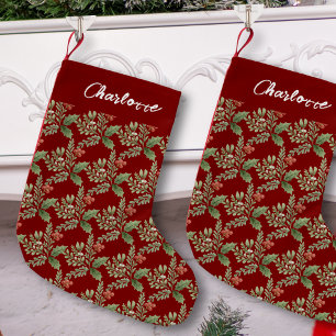 Holly Berries Red White Name Weihnachtsfeiertag Kleiner Weihnachtsstrumpf