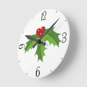 Holly Berries Runde Wanduhr (Winkel)