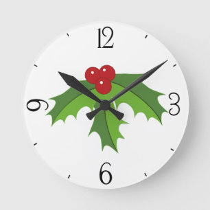 Holly Berries Runde Wanduhr
