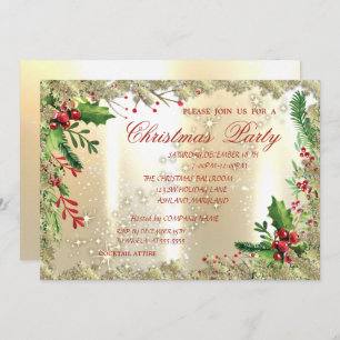Holly Berries, Schneeflocken, Weihnachtsgebäck im Einladung