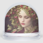 Holly Berries Schöne Frau Weihnachten Schneekugeln (Vorderseite)