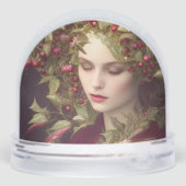 Holly Berries Schöne Frau Weihnachten Schneekugeln (Rückseite)