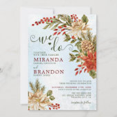 Holly Berries Snowy Christmas Einladung (Vorderseite)